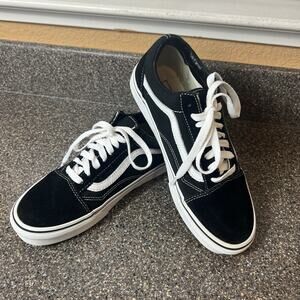 VANS Old Skool Black Classic Suede Canvas Skate Shoe Women 8 Low Lace Up Men 6.5